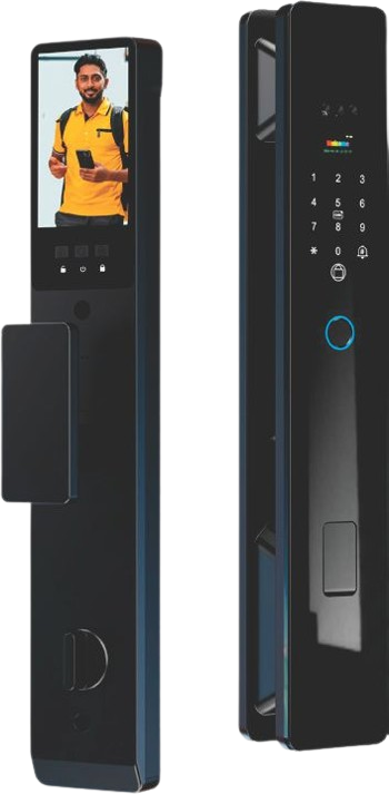 Vylox Series - 2 Pro smart lock with video screen showing a visitor