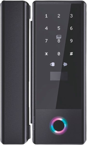 Vylox Series - G1 glass door smart lock with RGB fingerprint ring
